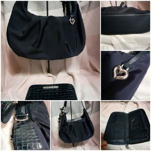 Navy Brighton Nylon Handbag & Leather Wallet